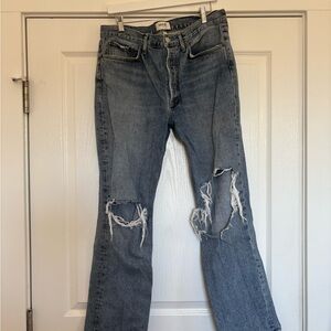 Agolde Light Blue Distressed Straight Leg Jeans